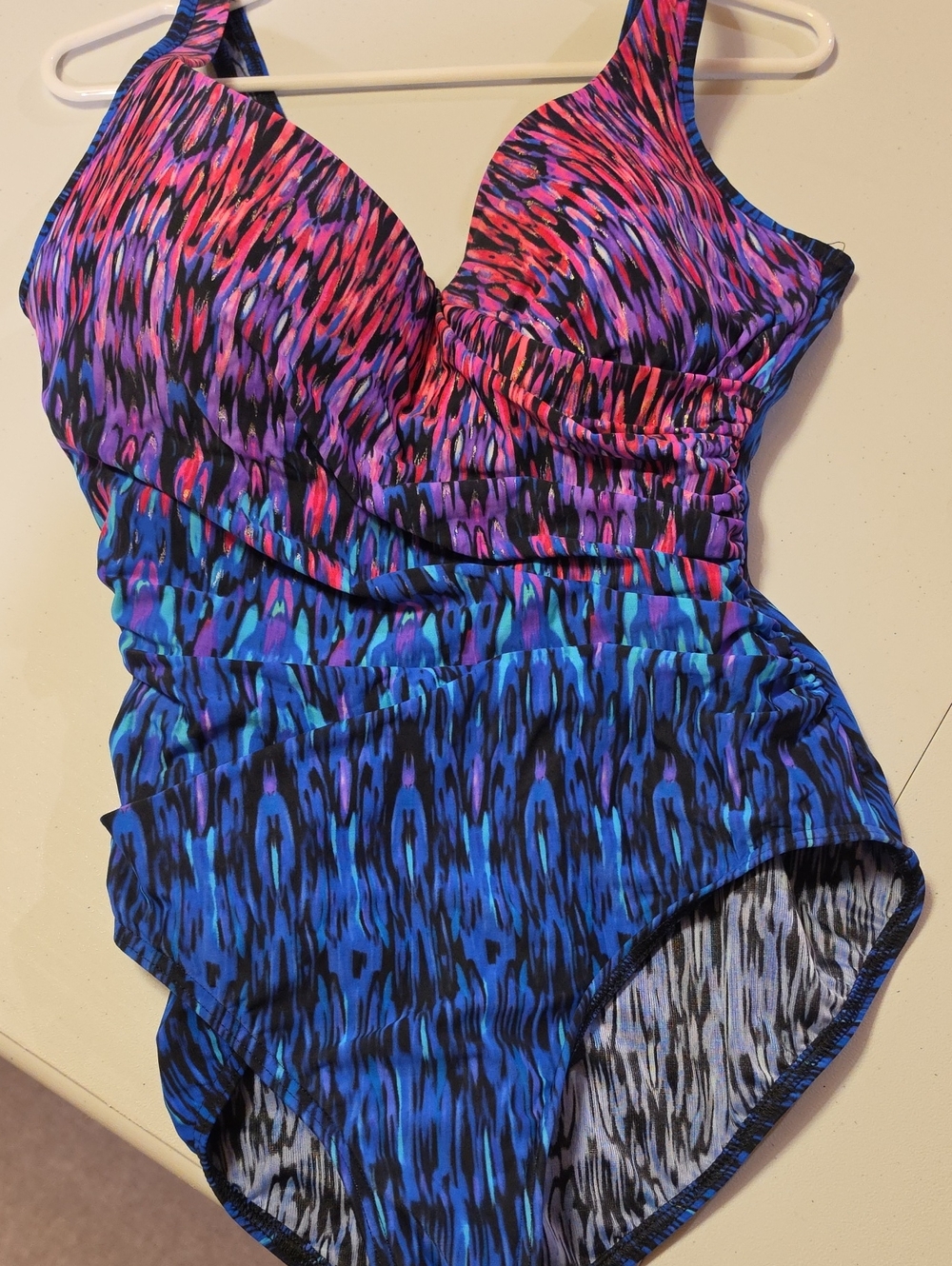 Miraclesuit Multicolor Pink Purple Blue One-Piece Swimsuit